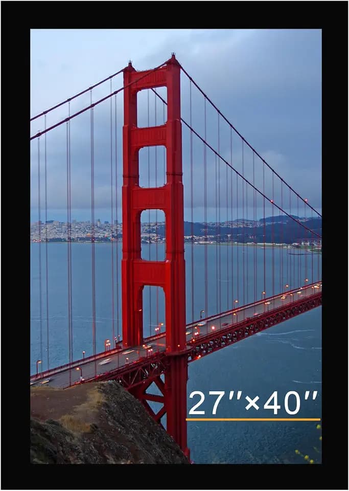 BESCRCL 27x40 Poster Frame for Wall Display with HD Plexiglas, Engineered Wood for 27 x 40 Picture, Black, 1 Pack