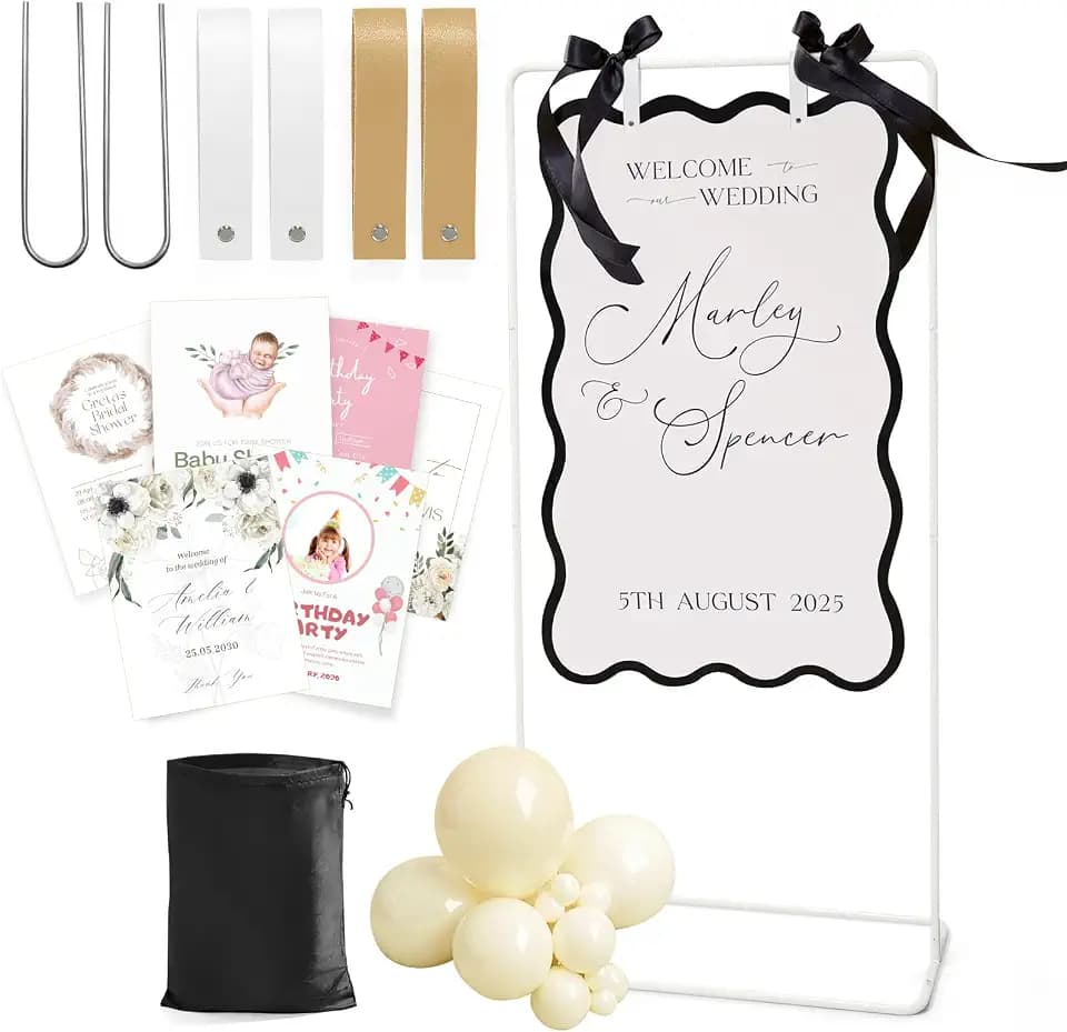 Wedding Welcome Sign Stand, White Sign Holder, Includes Design Bundle