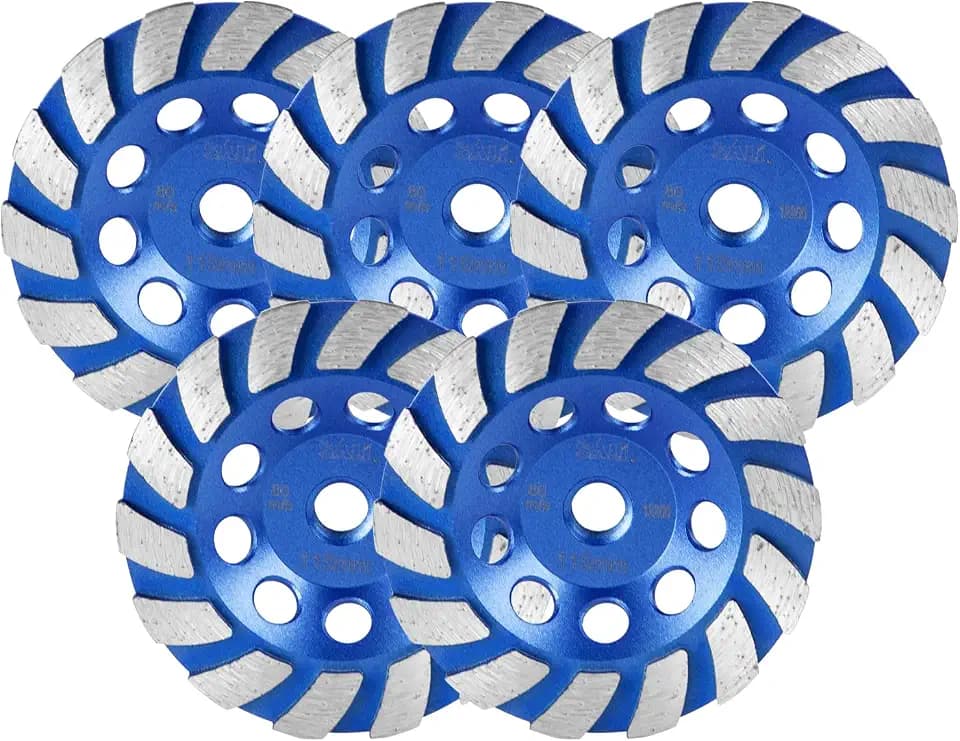 SALI 5PCS 4.5 Inch Concrete Grinding Wheels 14 Turbo Diamond Segments 5/8-11 Arbor Diamond Grinding Wheel Fit for Paint, Epoxy, Mastic, Coating Removal