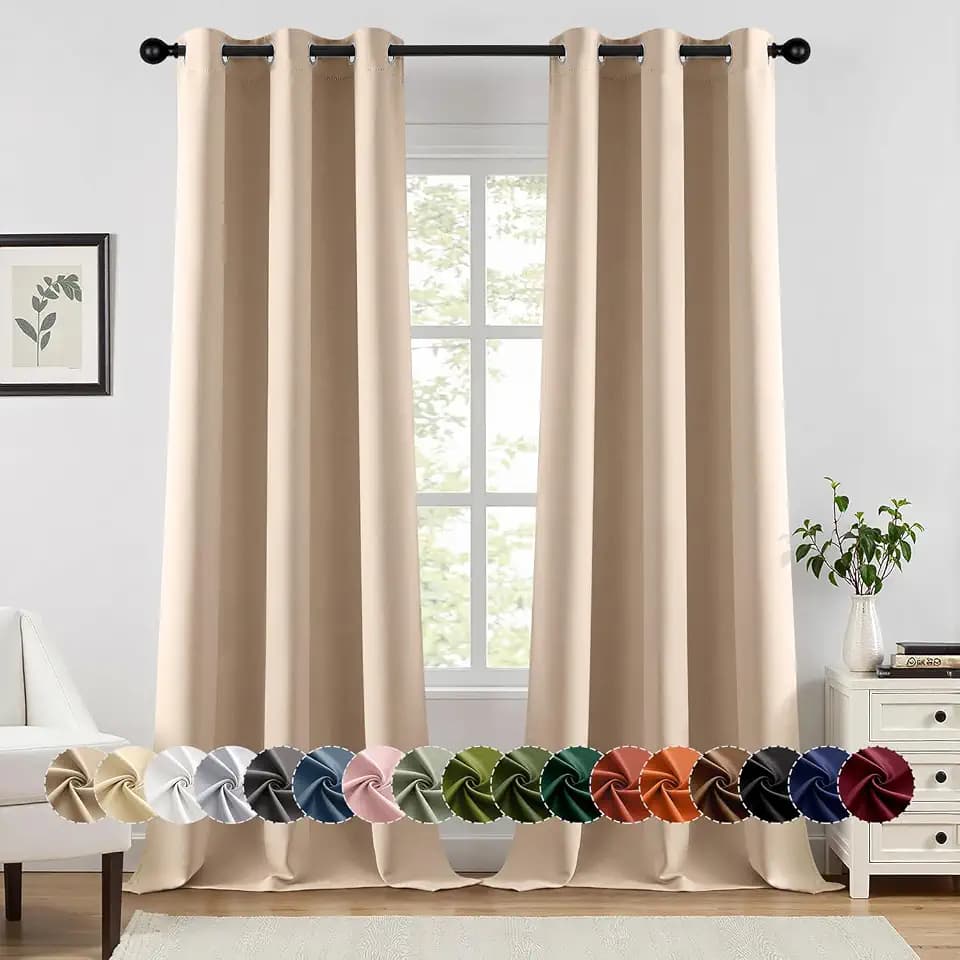 MIULEE Blackout Curtains for Bedroom 2 Panels 40 x 90 Inch Long Beige