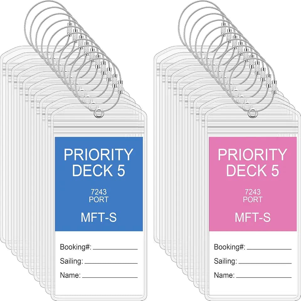 Clabby Cruise Clear Luggage Tag Holder Bag with Loop for Carnival, 50 Sets
