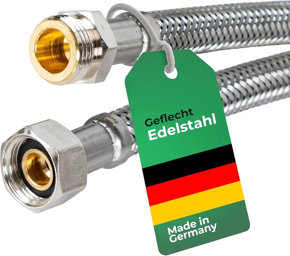 H2O-Flex® Panzerschlauch 3/8" Überwurfmutter x 3/8" Außengewinde, IG/AG Flexschlauch DN8 Verbindungsschlauch für Armatur Sanitär Schlauch mit Trinkwasserzulassung 700mm