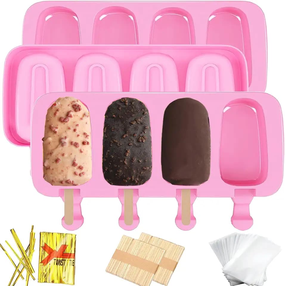 3pcs Cakesicle Mold,Popsicle Molds Silicone Cake Pop Mold(Pink)