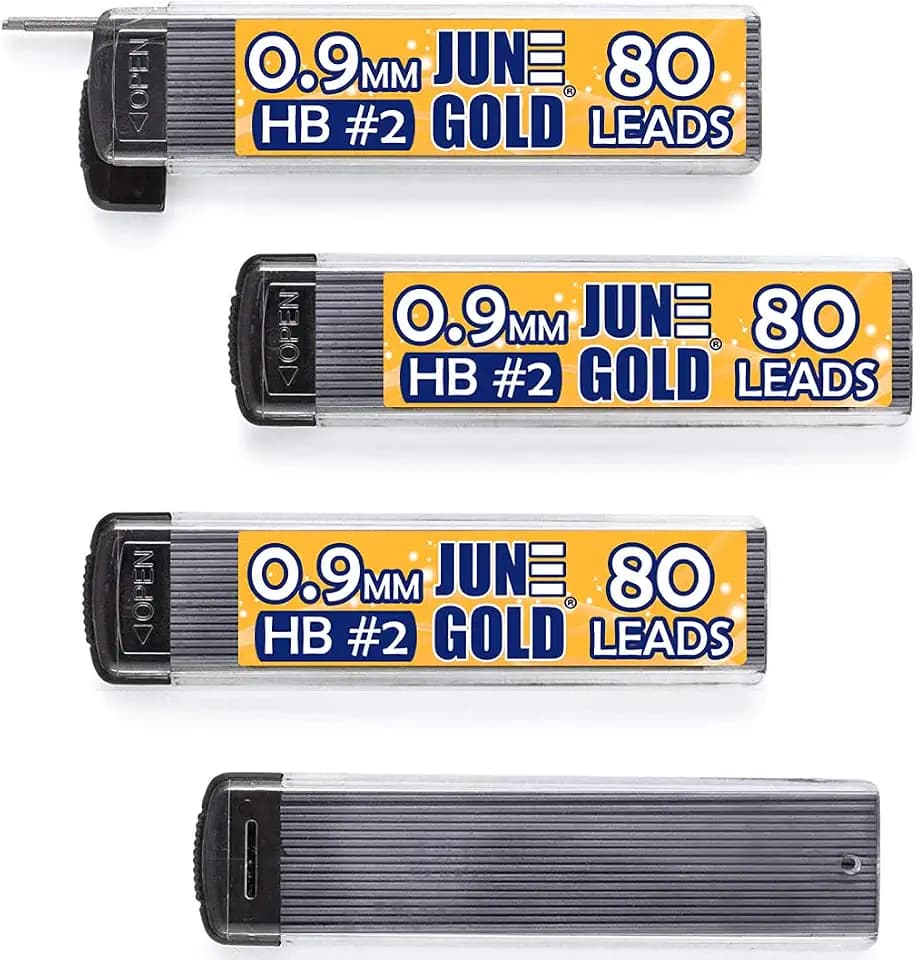 June Gold 0.9 mm, 320 Lead Refills, HB #2, 4 Dispensers/w 80 Pieces Each
