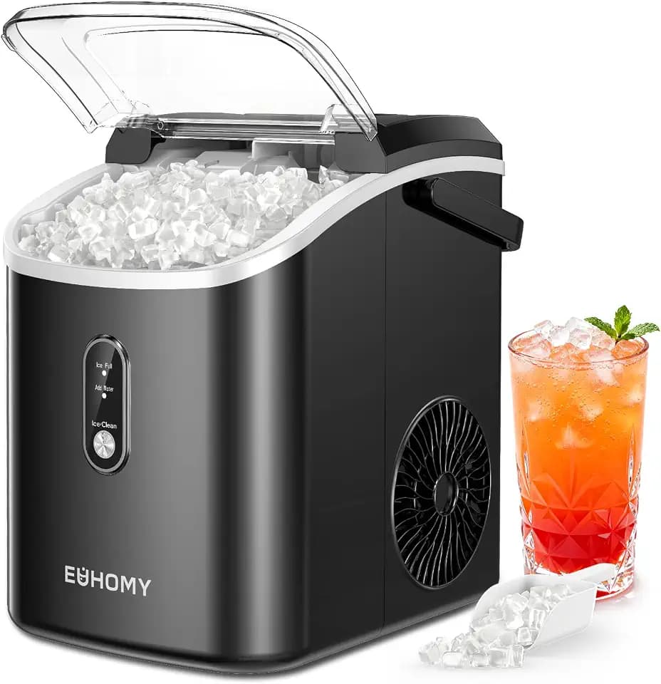 EUHOMY Nugget Ice Maker Countertop with Handle, 38lbs Daily Sonic Ice