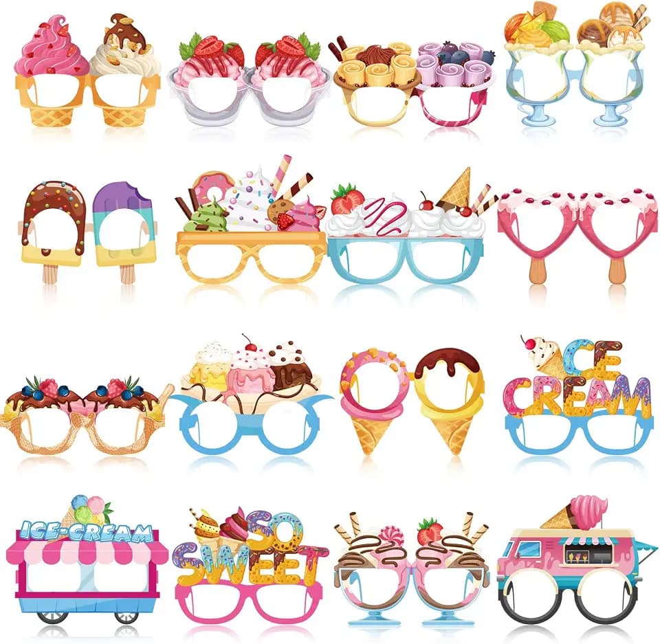 Pajean 32 Pcs Ice Cream Party Decoration Summer Creams Themed Paper Glasses