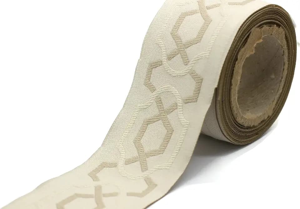 3.8 Yards Spool 2.7" Geometric Drapery Trim Jacquard Ribbon for Your Drapes Curtains Drapery Banding Trim Tape V2 173