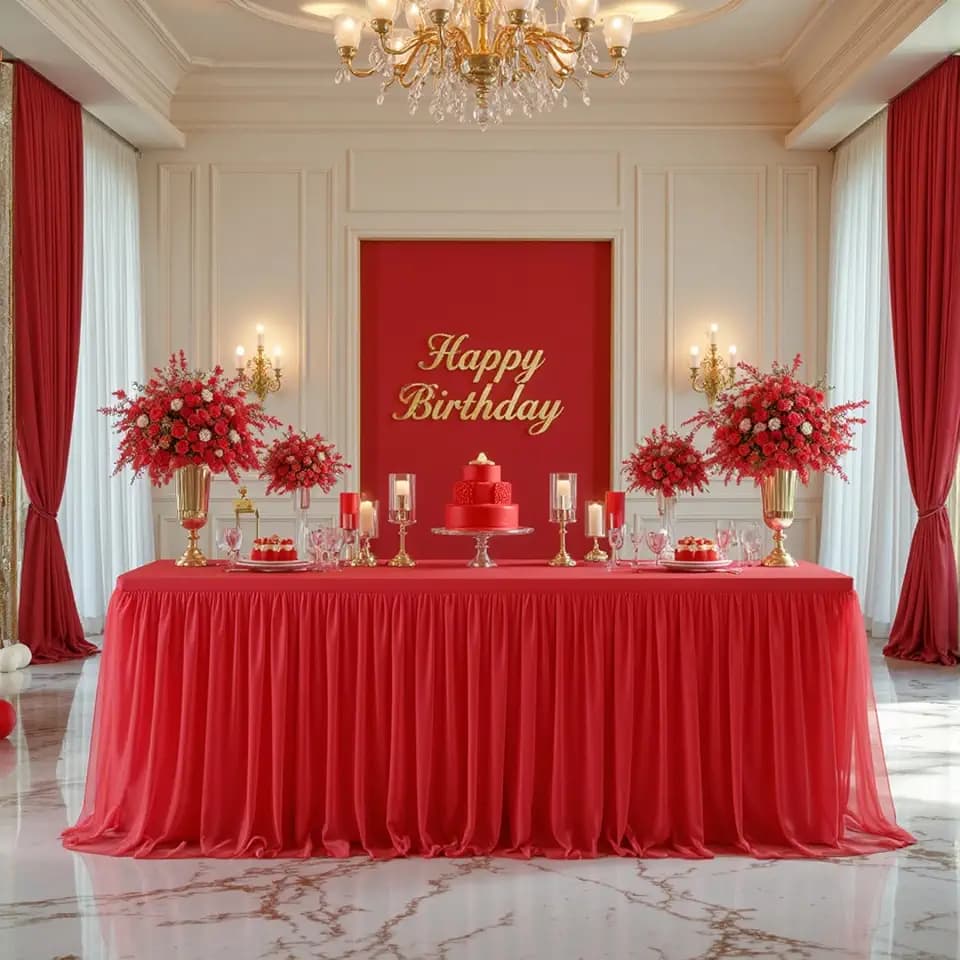 HB HBB MAGIC Red Table Cloths 6 Foot Rectangle Tulle Table Skirt Rectangle Tables 6ft Fitted Spandex Table Covers Stretch Elastic Banquet Wedding Baby Shower Birthday Party Table Cloths