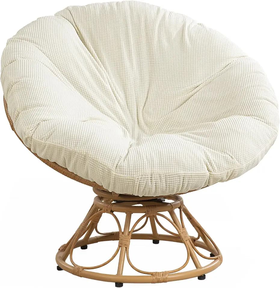 HOMBYS Cover for Papasan Cushion, Soft Slipcover Only (Without Cushion), Removable and Machine Washable Chair Covers with Elastic Closure (Fits 48-50 inch, Cream White)