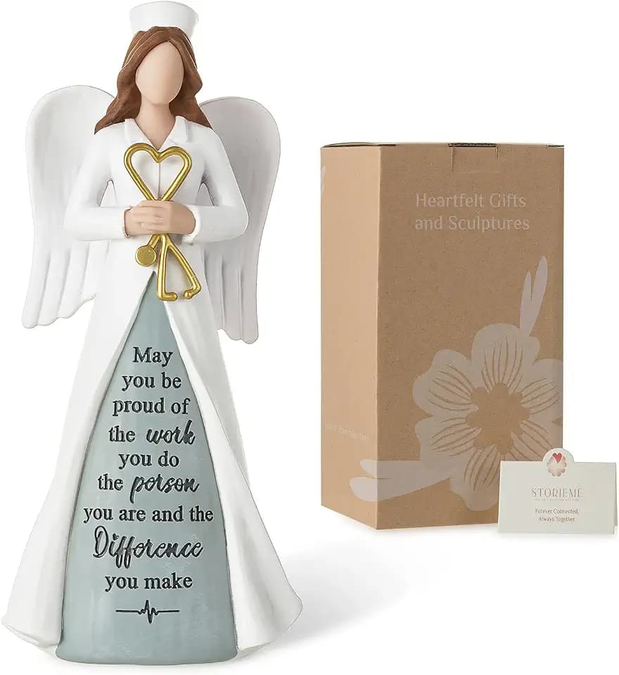 Storieme Nurse Appreciation Gifts for Women: Best Nurse Practitioner Gift - Unique Nurses Week Pinning Ceremony Present Angel Figurines