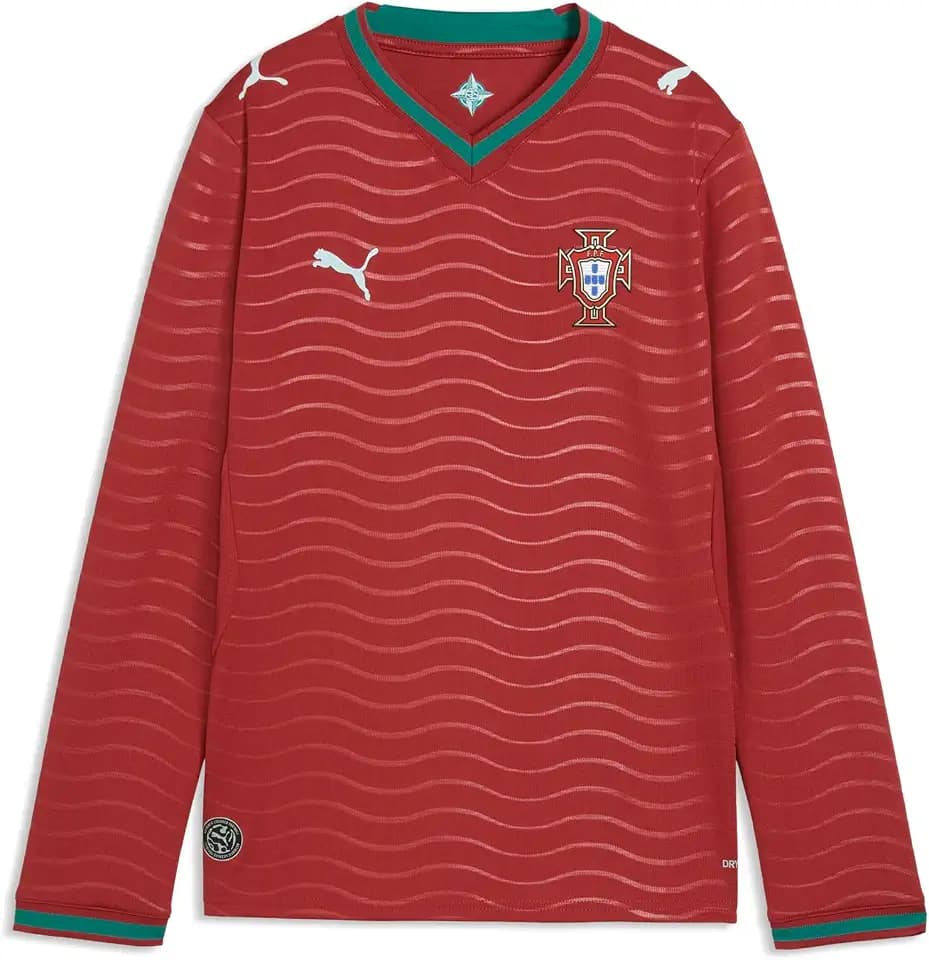 Puma Junior FA Portugal Home Long Sleeve Jersey Replica