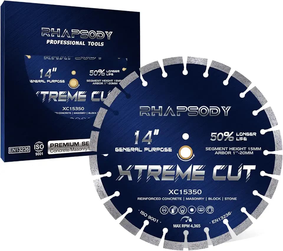RHAPSODY 14Inch Diamond Concrete Saw Blade,Segmented General Purpose Blade