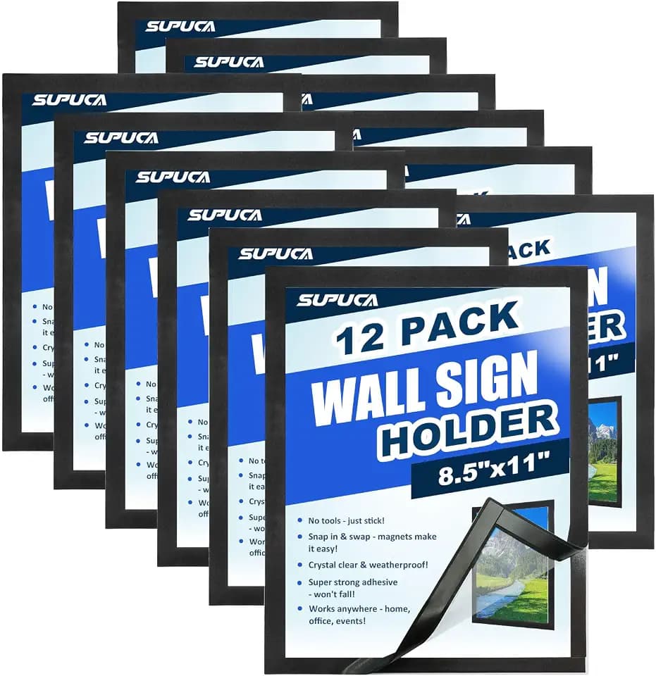 Magnetic Sign Holder & Picture Frame 8.5 x 11, 12 Pack