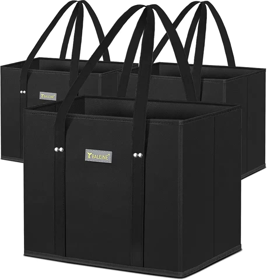 BALEINE 3PK Reusable Grocery Bags, Heavy Duty Shopping Tote Bag