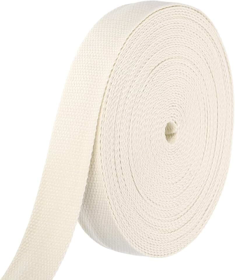HARFINGTON Cotton Webbing 1.3 Inch 15.3 Yard Polyester Cotton Weave Webbing Strap Twill Tape Ribbon for Arts and Crafts Webbing Tote Bag Handles Cloth Belt Making Outdoor Supplies, Beige