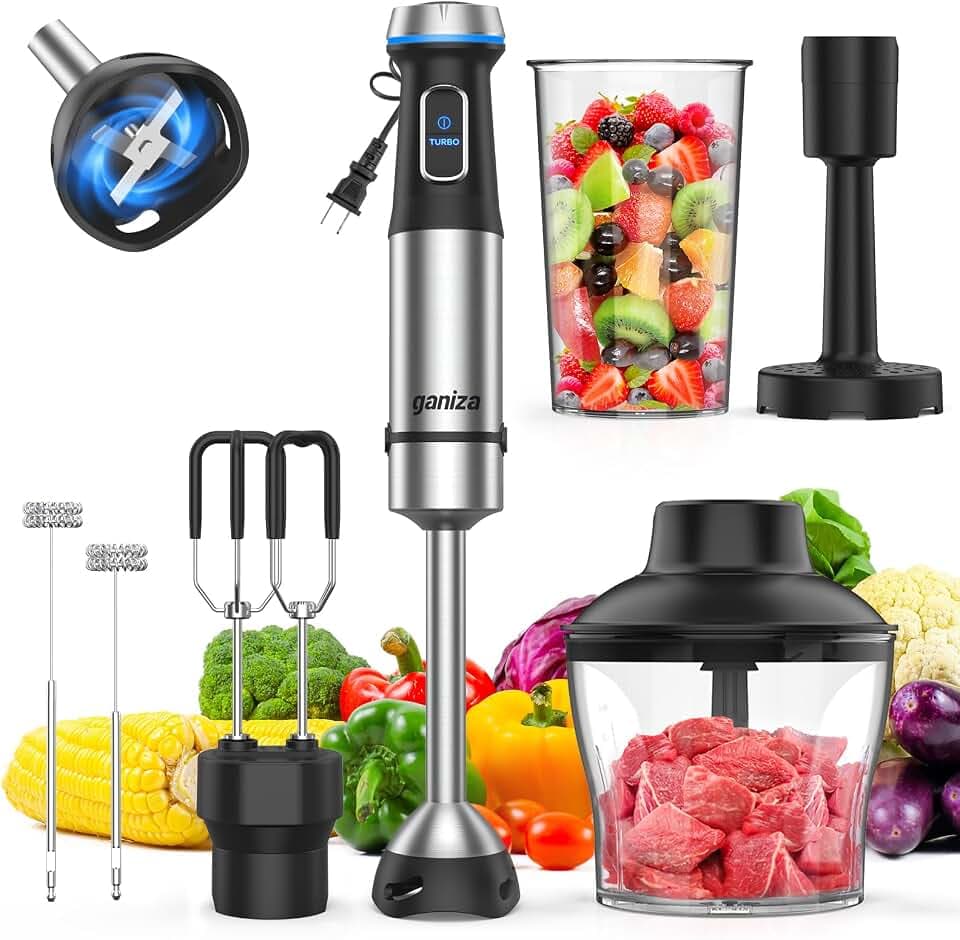 Ganiza Immersion Blender Handheld, 6 in 1 Corded Hand Blenders Immersion