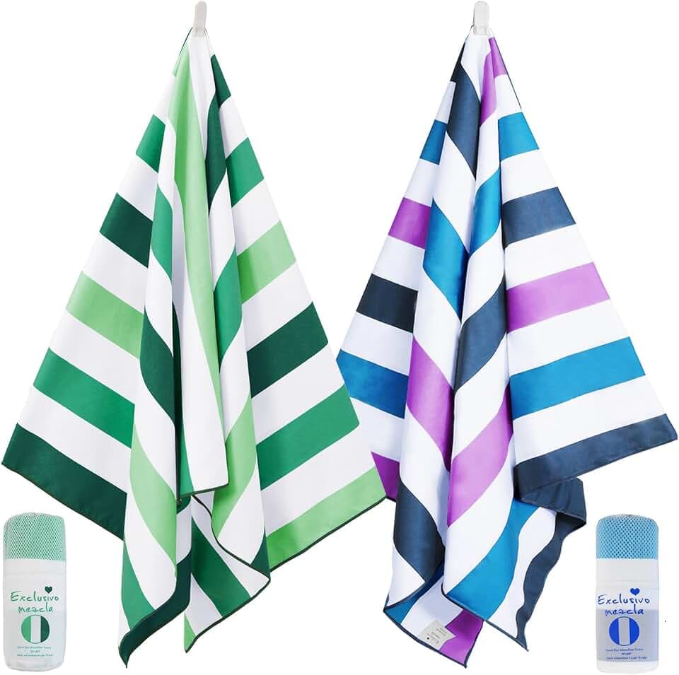Exclusivo Mezcla 2 Pack Microfiber Quick Dry Large Beach Pool Towels
