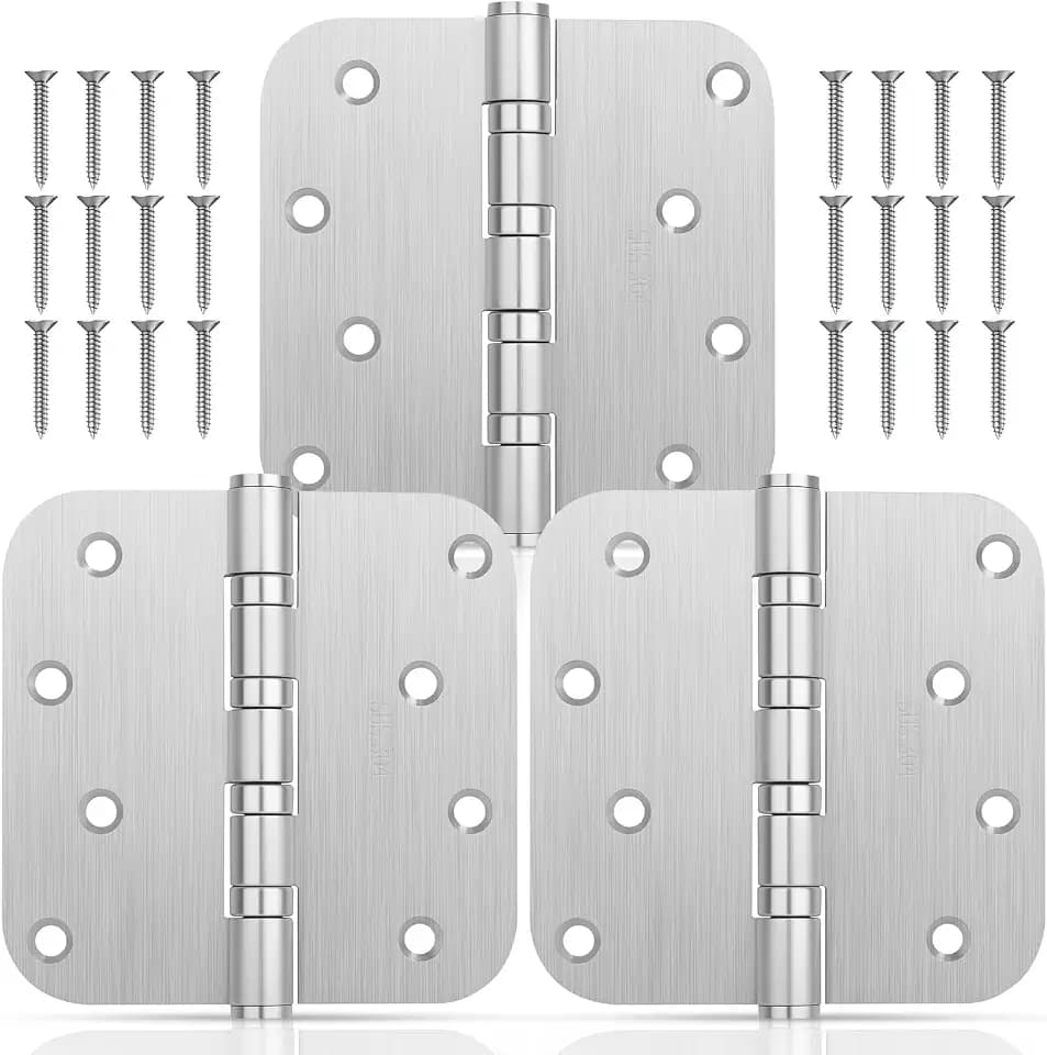 304 Stainless Steel Door Hinges 4x4 Inches with 5/8'' Radius Corner