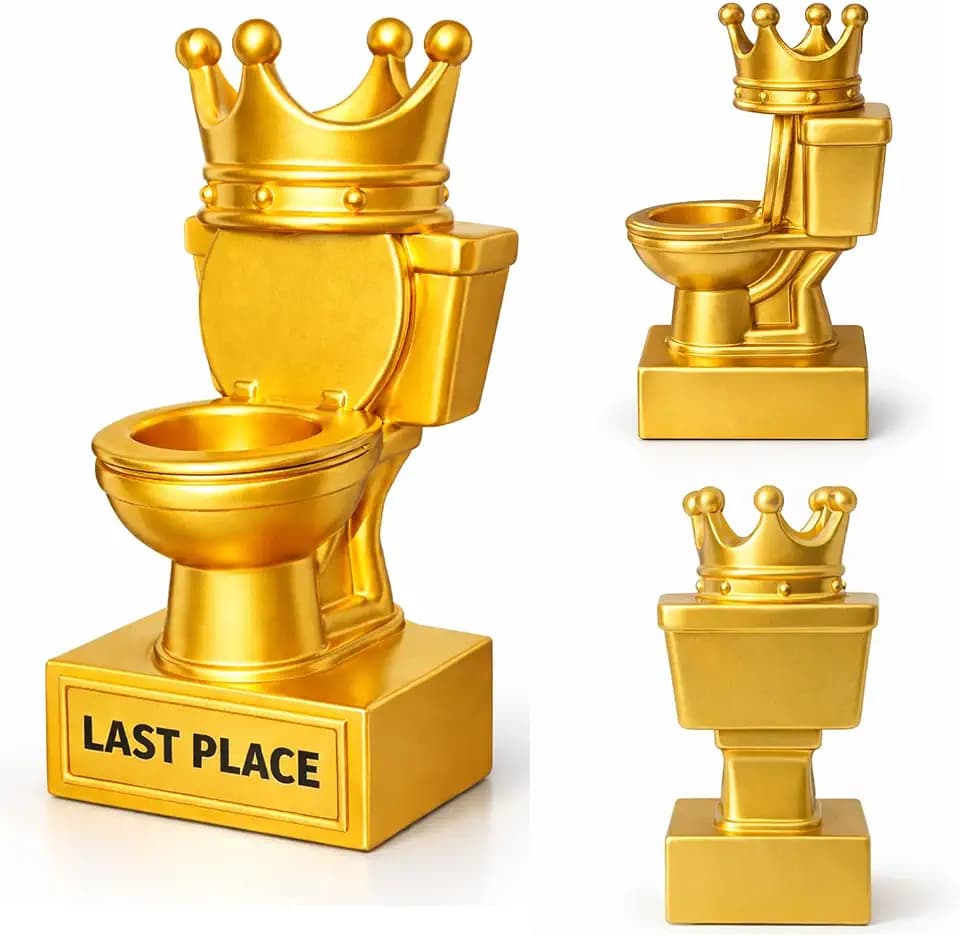 Last Place Trophy – 7" Tall Funny Loser Award for Fantasy Football, Office Games & Party Pranks, Gold Resin Trophy with Built-in Plaque, 7 Inch Tall
