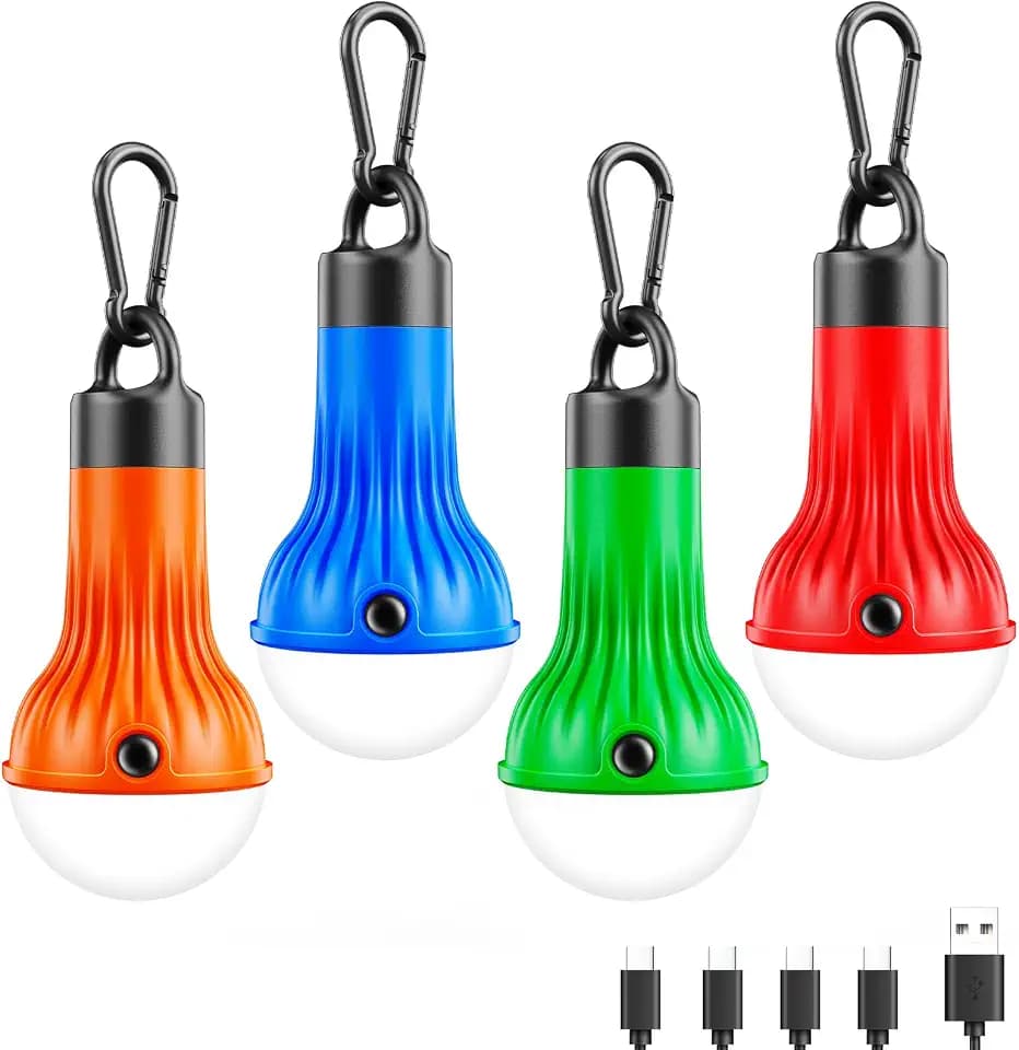 FLY2SKY Rechargeable LED Camping Lights Clip Hook Emergency 4Pcs 1800mAh