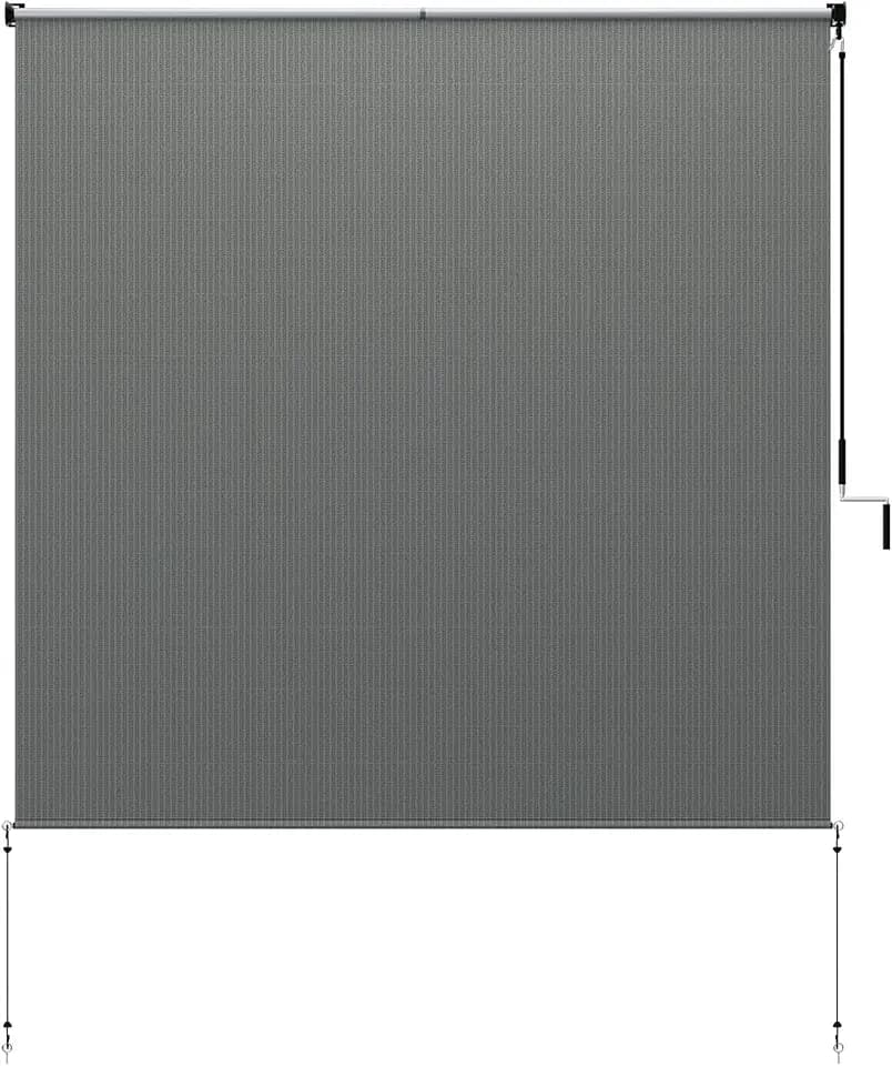 Outdoor Roller Shades for Patio, Cordless Exterior Roll Up Blinds for Porch Gazebo Pergola Backyard Deck Balcony, Privacy Screen Protection UV Sun Blocking Fade-Resistant 5ft Wide x 6 H Dark Grey