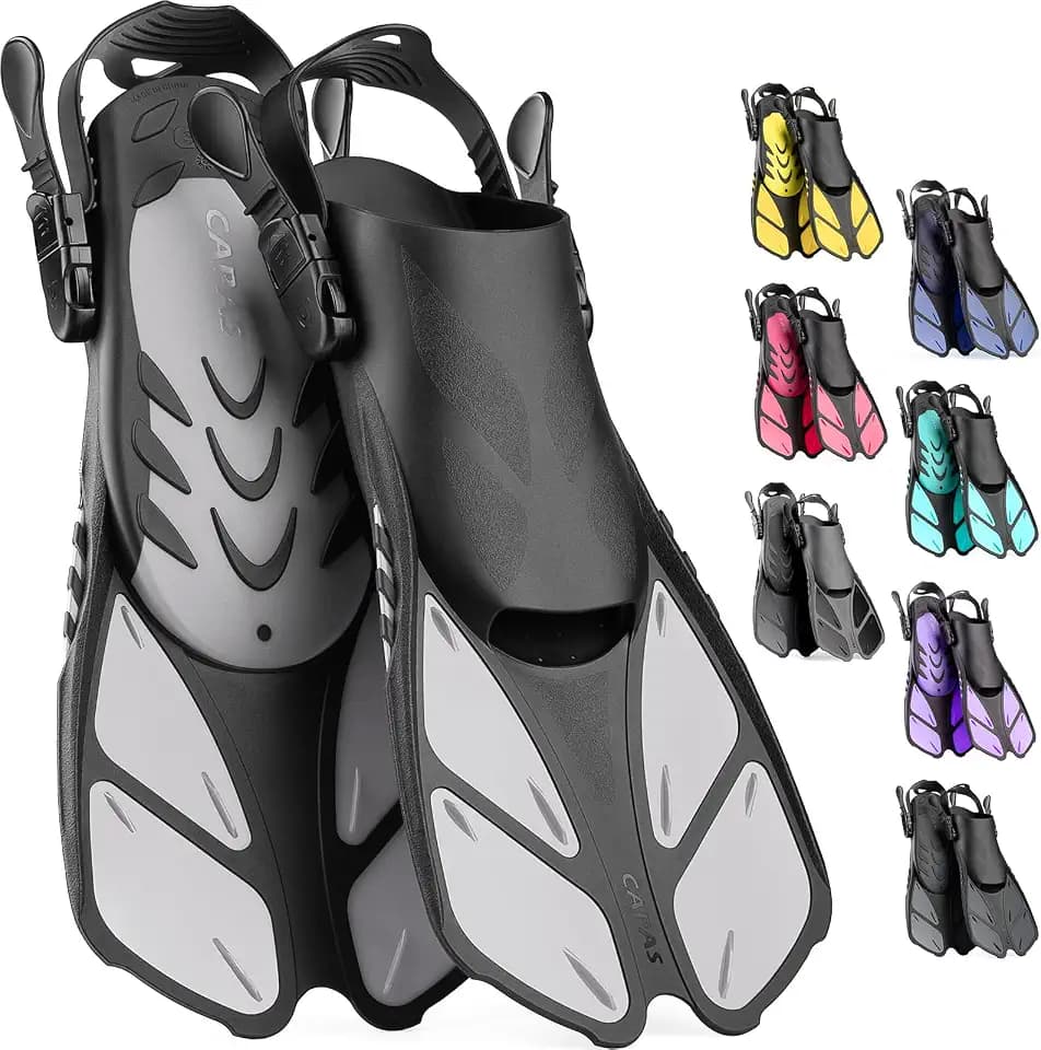 CAPAS Snorkel Fins, Travel Size Short Flippers for Snorkeling Swimming