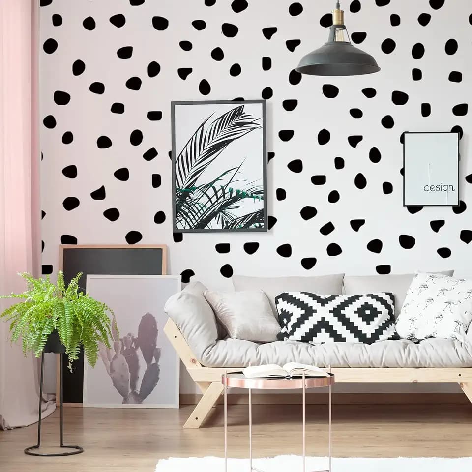Outus 500 Pcs Polka Dot Wall Decals, Black Boho Dots Stickers