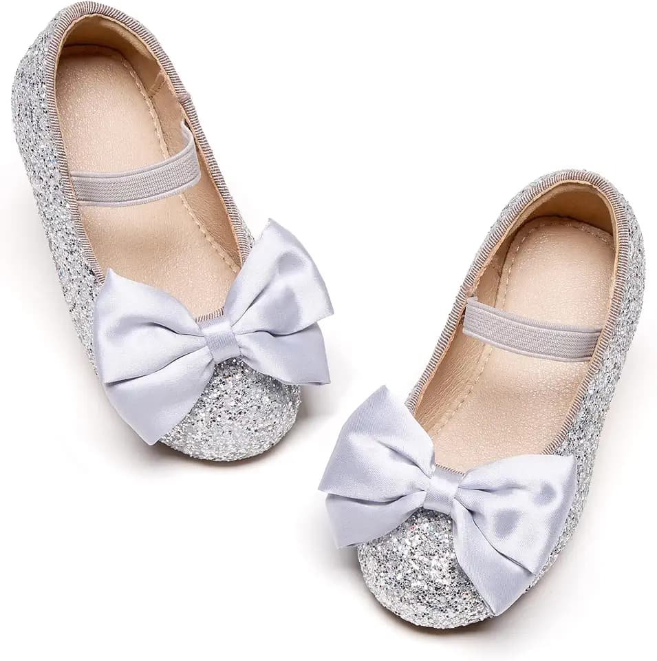 Kolan Toddler Girl Mary Jane Ballet Flats Flower Girl Wedding Dress Shoes