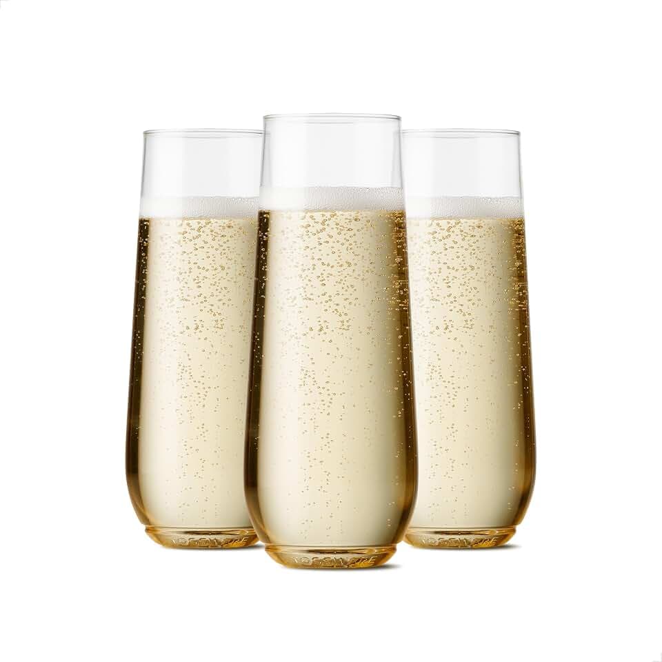TOSSWARE POP 9oz Flute Set of 64, Premium Quality, Recyclable, Unbreakable & Crystal Clear Plastic Champagne Glasses