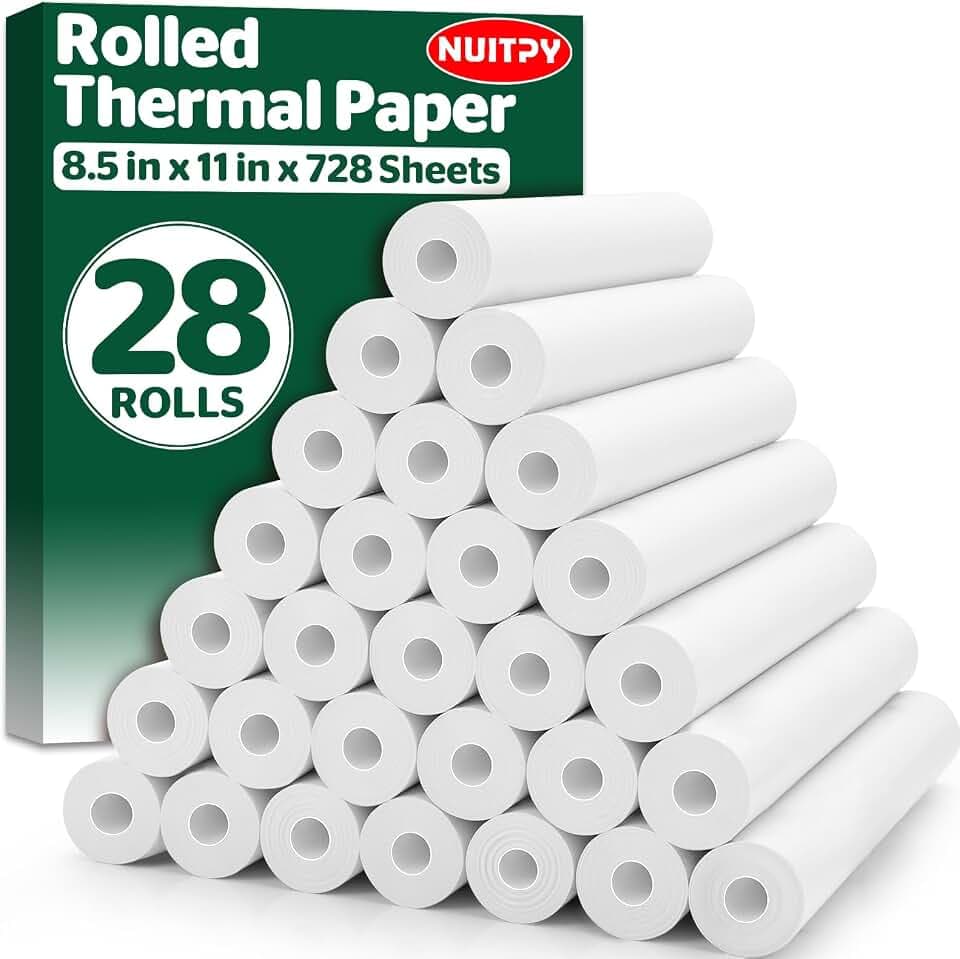 28 Rolls Thermal Printer Paper, About 728 Sheets 8.5" x 11" US Letter Size