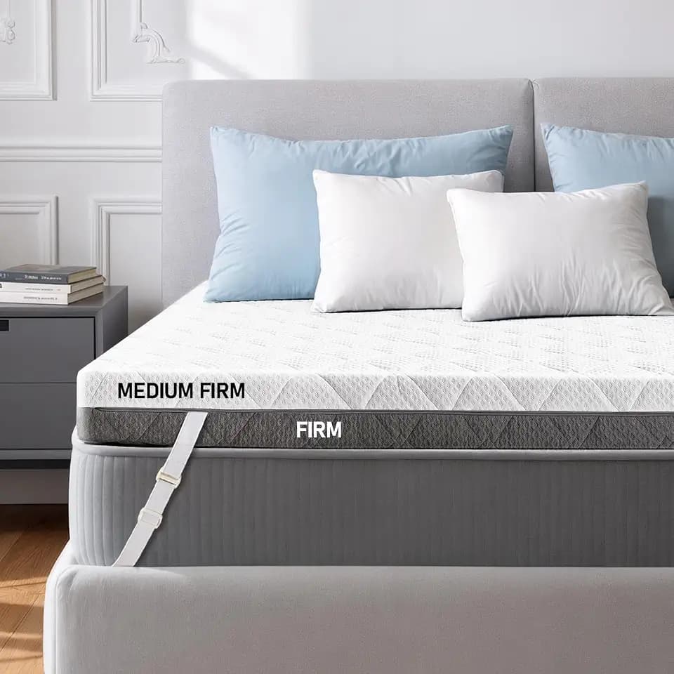Firm Mattress Topper Queen 3-Inch: Dual-Sided Medium Firm & Firm Mattress Pad, High Density Memory Foam for Back Pain Relief, Cooling Washable Anti-Slip Cover, CertiPUR-US Oeko-TEX Certified, 80x60