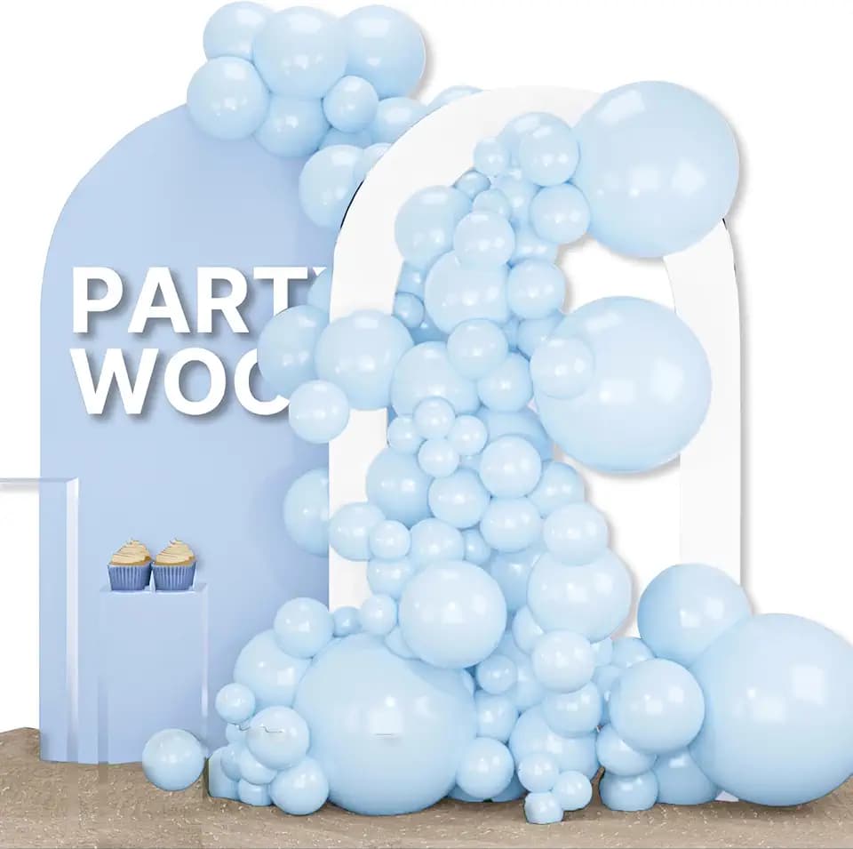 PartyWoo Baby Blue Balloons 155pcs Light Pastel Sky Aqua Blue Color