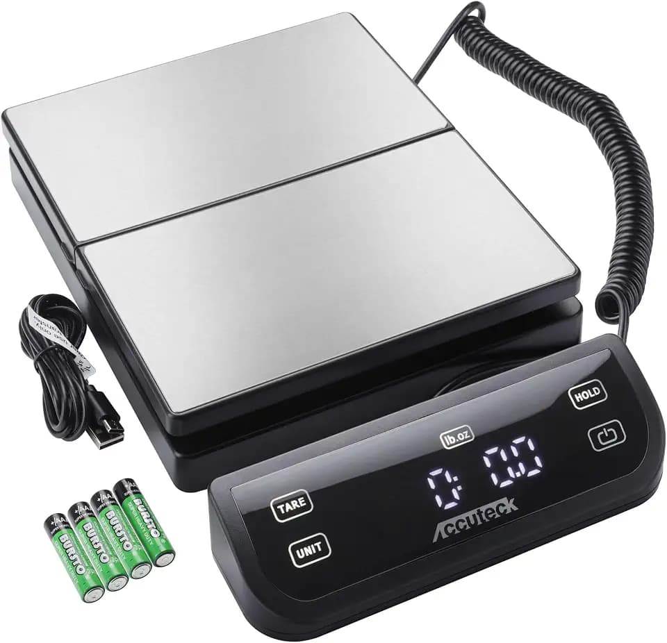 Accuteck 8880 High Accuracy Digital Shipping Scale and Postal Scale, 0.1oz Precision (Stainless Steel with Touch Screen, 150LB)