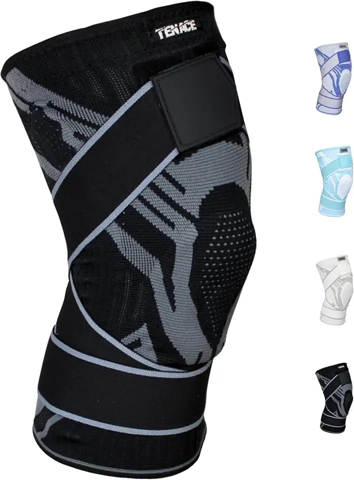 Tenace BJJ Knee Brace Grappling - Compression Knee Pad for Jiu Jitsu, MMA, Muay Thai, Wrestling, Judo - High Durability and Performance Unisex (1, Black, Medium)