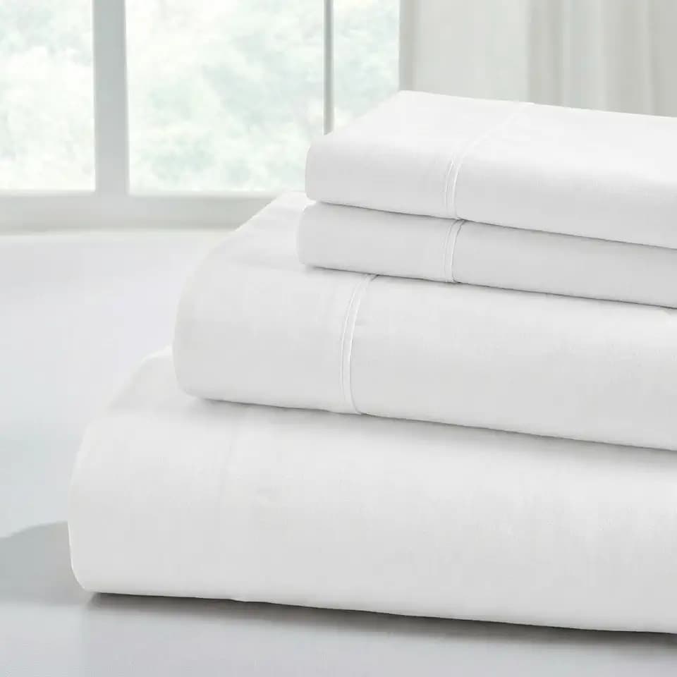 Modern Threads 3-Piece Ultra Soft Microfiber Bed Sheets Set, Wrinkle Free Sheets with Deep Pockets Fitted Sheet, Flat Sheet & Pillowcases, Lightweight Breathable Bedding, White, Twin