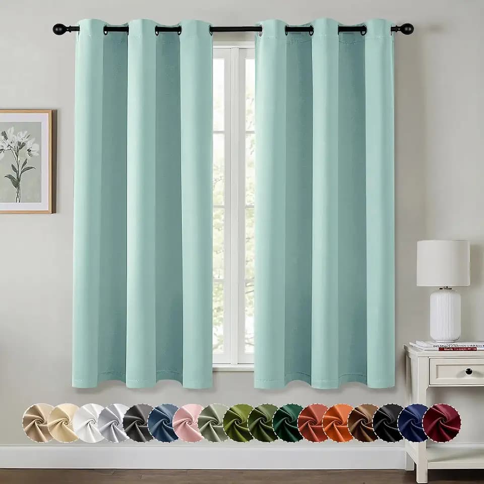 MIULEE Blackout Curtains for Bedroom 2 Panels 40 x 63 Inch Long Aqua