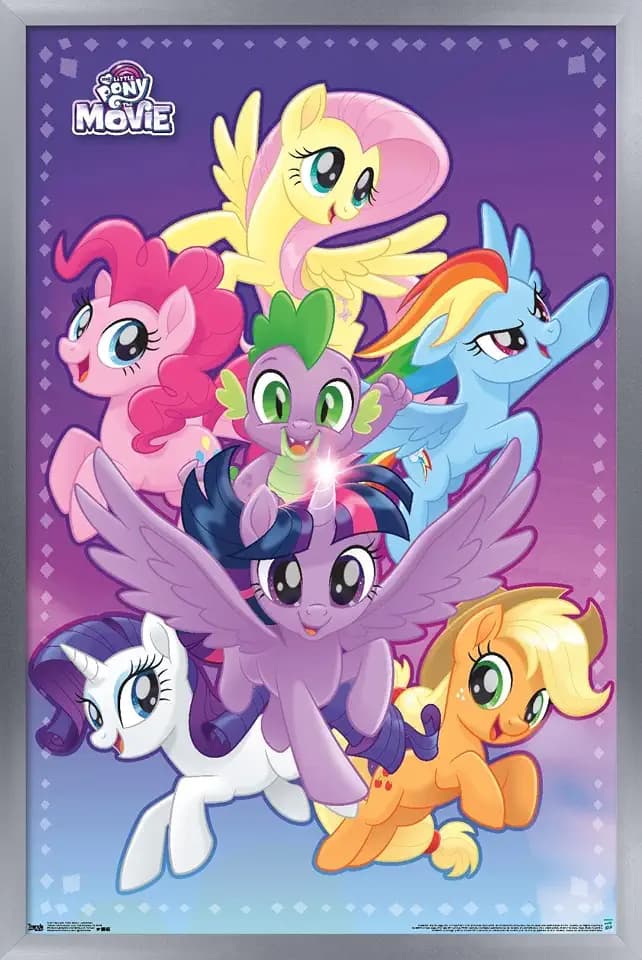 Trends International Hasbro My Little Pony Movie - Adventure Wall Poster, 14.725" x 22.375", Silver Framed Version
