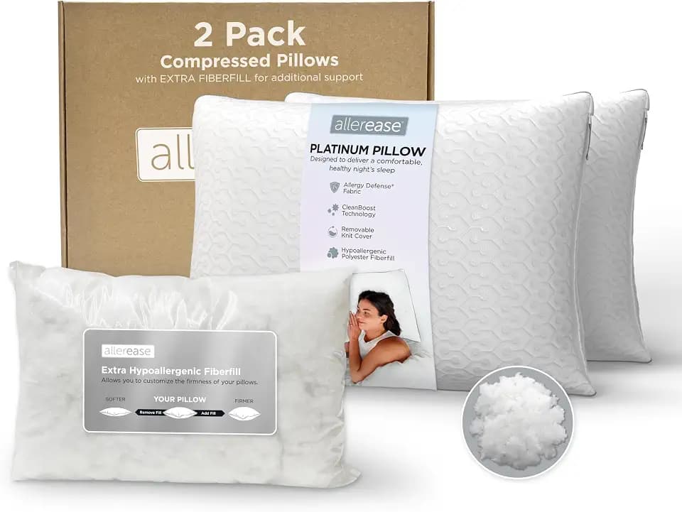 AllerEase Platinum Adjustable Allergy Pillows 2 Pack Std/Queen