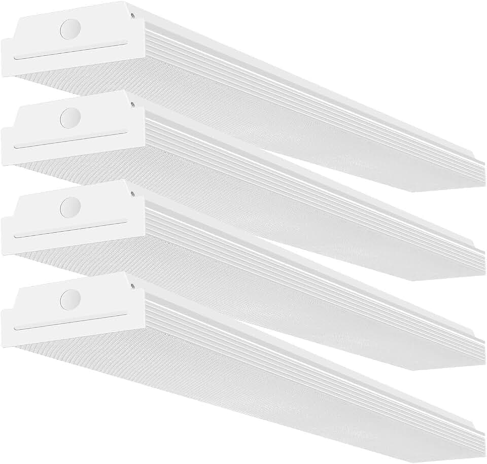 FAITHSAIL 4FT LED Wraparound 40W Wrap Light, 4400lm, 4000K Neutral White, 4 Foot Shop Lights for Garage, 48 Inch LED Light Fixtures, Fluorescent Tube Replacement, 4 Pack