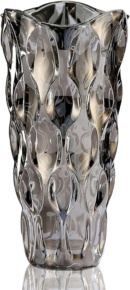 CEMABT 9.5inch 3.4 lb Glass Vases for Flowers Unbreakable Thickened Morden vase for Tables Centerpieces,Colorful,Vintage and Clear Rose Large Flower vases for Bouquet Unique Gifts(Grey)