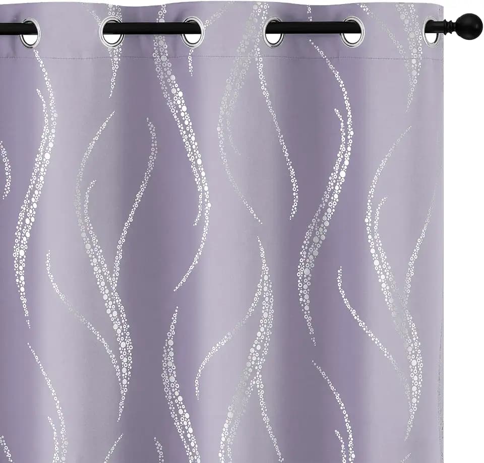 Yakamok Lilac Light Blocking Curtains for Livingroom Silver Print W42 x L54