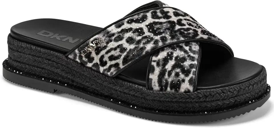 DKNY Women's Berris Criss Cross Espadrille Platform Sandal With Logo