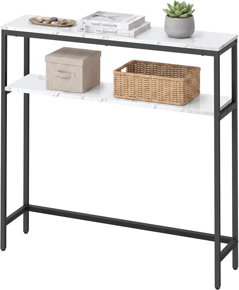 VASAGLE 31.5 Inches Console Table, 2-Tier Narrow Sofa Table with 2 Shelves
