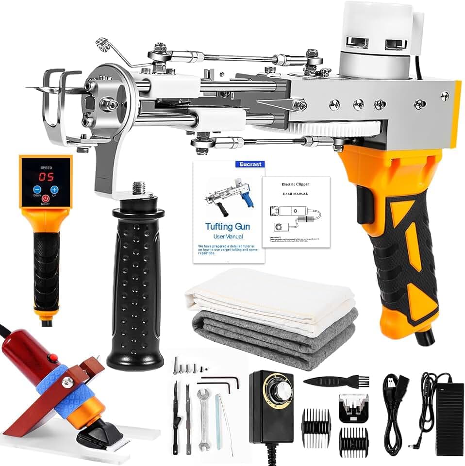 Rug Tufting Gun with Carpet Trimmer Kit,Tufting Gun Starter Kit Professional Tufting Rug Making Machine ,2 in 1 Cut Pile Loop Pile Tufting Gun Kits for Beginners and Amateur