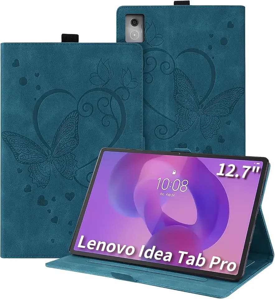 Hülle für Lenovo Idea Tab Pro 12.7 Zoll 2025 TB-373FU TB-375FC PU Leder Mehrere Winkel Hülle mit Standfunktion und Cover Case mit Stifthalter für Lenovo Idea Tab Pro 12.7" 2025 Blau