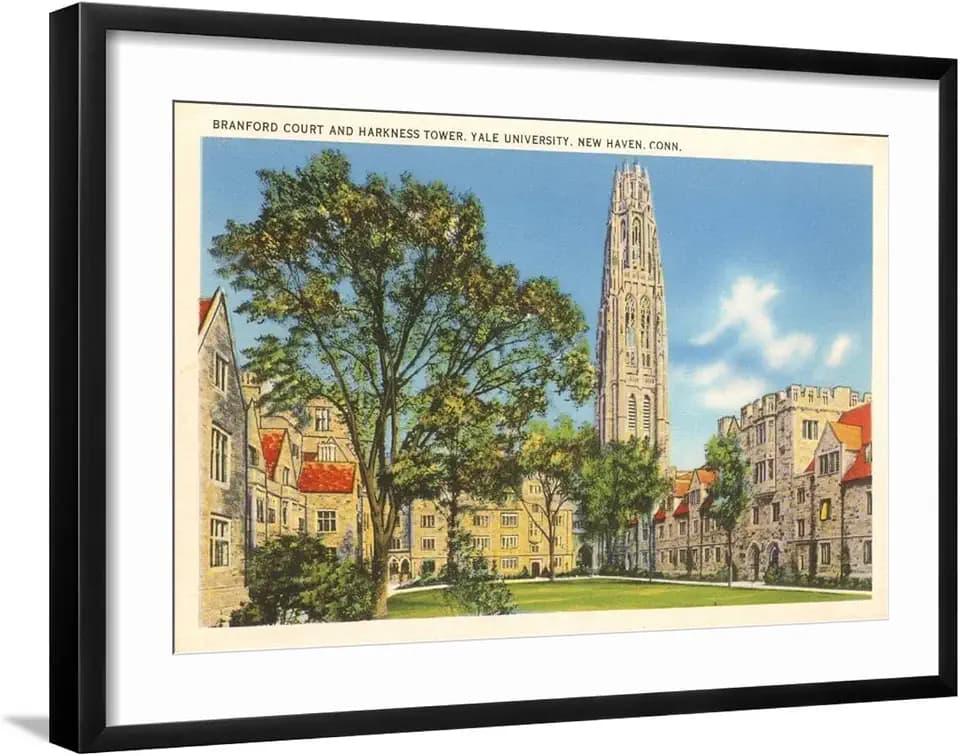 ART.COM Wall Art Print Yale University, New Haven, Connecticut on Black Frame, 29" x 21"