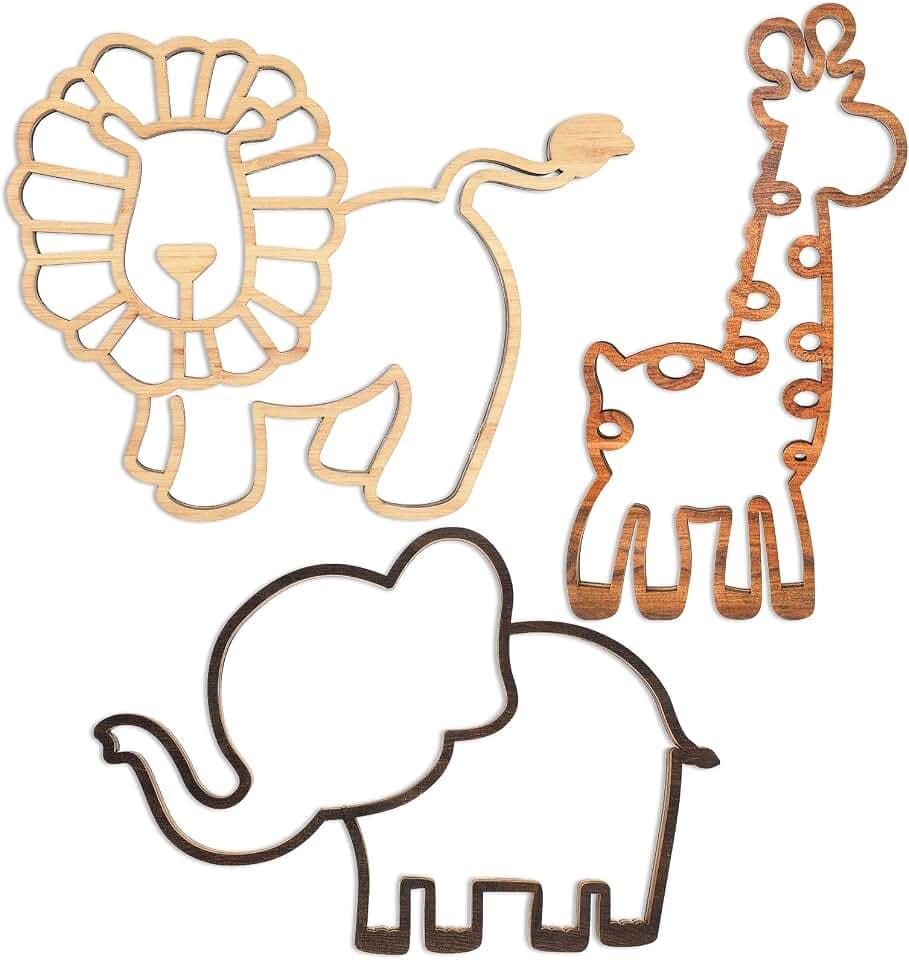 Yulejo 3 Pcs Safari Nursery Wall Decor, Lion, Elephant, Giraffe