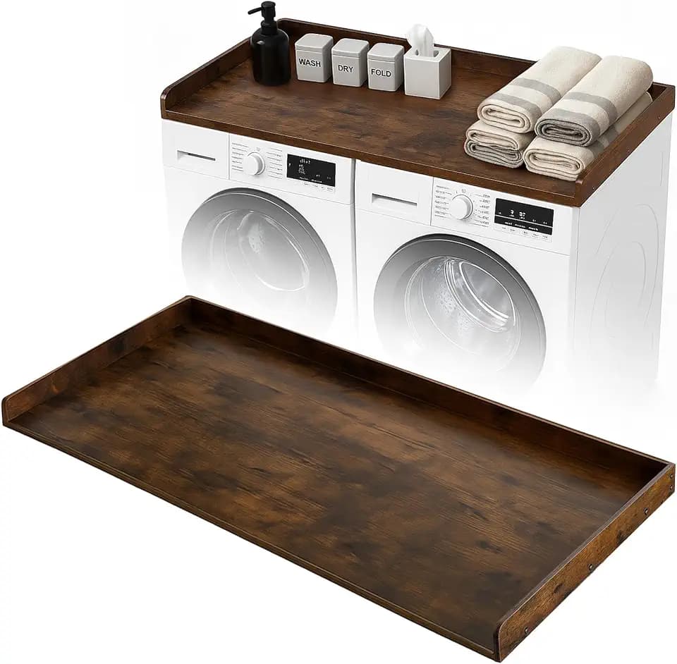 Washer Dryer Countertop, 54" ×27.5” Washer and Dryer Topper for Laundry Room Organization(Vintage Brown)