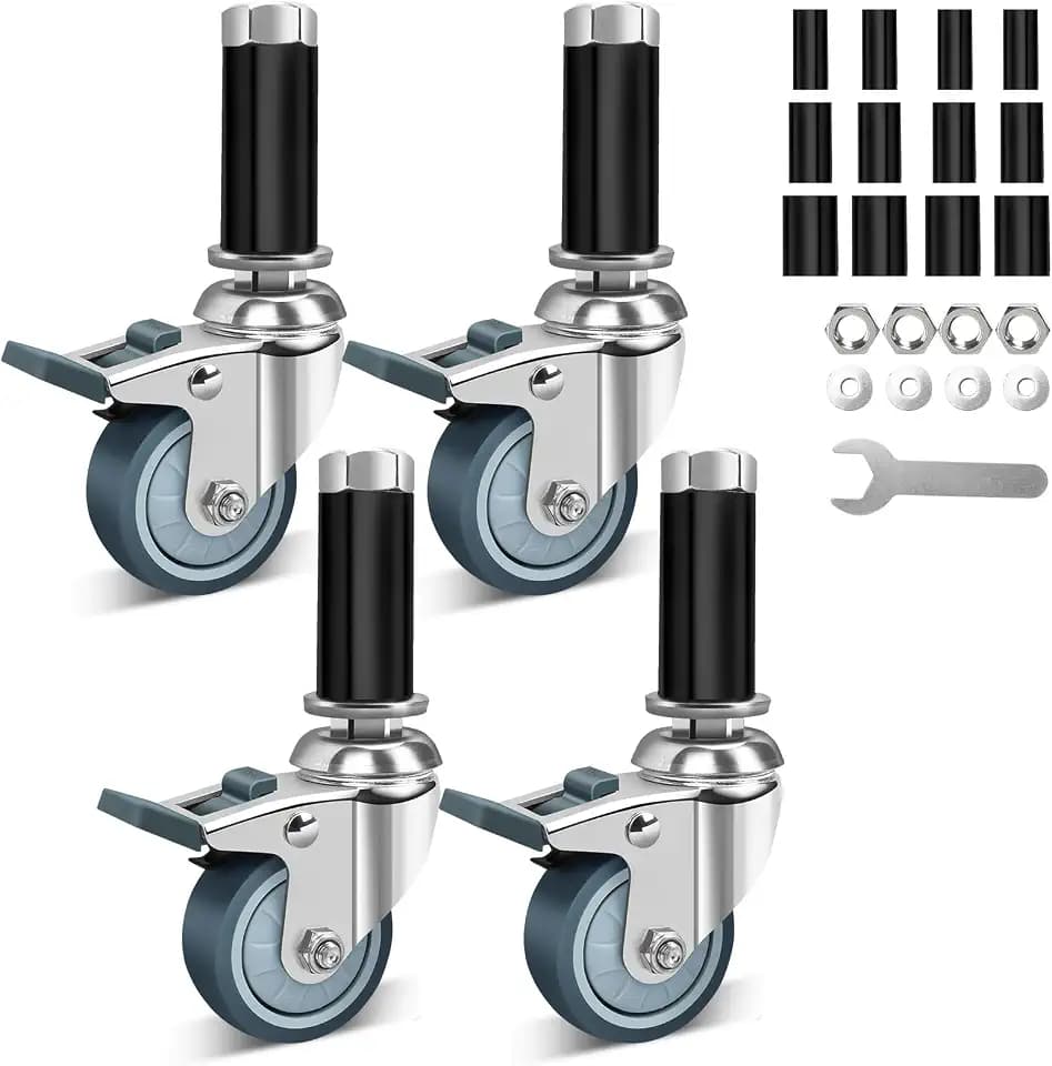 2 Inch Expanding Stem Caster Wheels with Locking Brake Set of 4