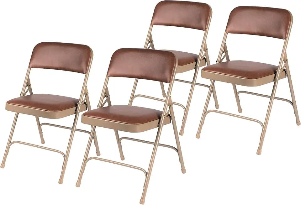 OEF Furnishings OEF1203 Commercial-Grade Vinyl Padded Folding Chair (Brown, 4-Pack)